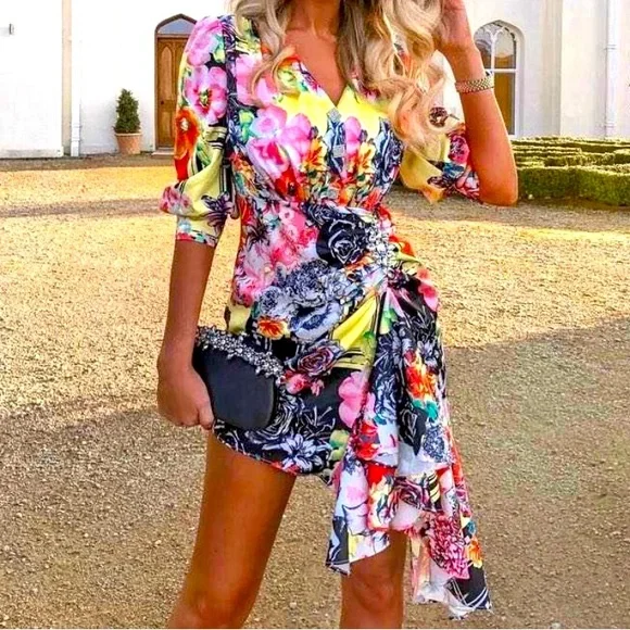 Comino Couture London Drape Silk Designer Dress - Picture 1 of 11